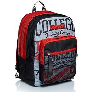 Seven ZAINO EXTRA FIT BRIGHT COLLEGE, Rosso - Nero, Doppio Scomparto, Tasca frontale, Per bambini e ragazzi, Scuola e tempo libero