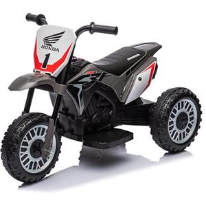 Mondial Toys Moto Elettrica per bambini Triciclo Mini Cross Honda CRF450L Trimoto da Cross 6 Volt con Suoni integrati Grigio