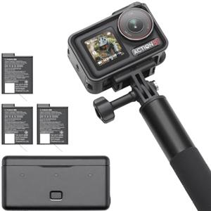 DJI Osmo Action 5 Pro Combo Adventure, action cam 4K con sensore 1/1.3, batteria lunga durata 12h con 3 batterie, stabilizzazione, due touchscreen OLED, mini action cam per viaggi, vlog, Singola