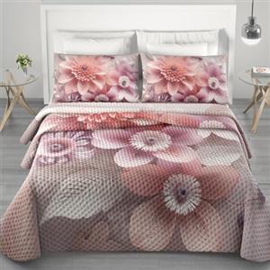 PELLECCHIA 1969 | Copriletto IRGE Trapuntato Estivo Matrimoniale 260x270 cm 100 g/m² Trapuntino Primaverile, Trapunta Leggera, 100% Made in Italy a 2 Piazze (Flowers Rosa, Matrimoniale)