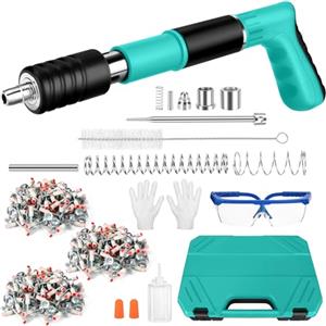 XIHUANNI Pistola Manuale Sparachiodi con 300 chiodi tondi, Sparachiodi Pistola Manuale In Acciaio Regolabile A 5 Velocità, Portatile Nail Gun Silenziatore Regolabile Pistola Per Chiodi In Acciaio Pistola