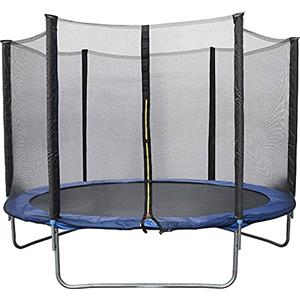 Drumm Trampolino per bambini, Ø 140 cm, trampolino sportivo con rete di sicurezza, porte con cerniera, 6 pali rivestiti in schiuma, piccolo trampolino interno