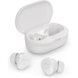 Philips TAT1209WT Cuffie auricolari Bluetooth True Wireless - Auricolari piccoli, Valore importante, Audio naturale con bassi dinamici, Chiamate chiare y Alloggiamento per ricarica tascabile - Bianco