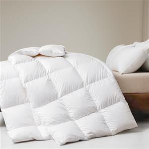 DWR Piumino per letto matrimoniale, 10,5 Tog, lussuoso d'oca e di anatra, DWR, 100% cotone biologico, lavabile in lavatrice (200 x 200 cm, bianco)