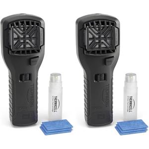 Thermacell Repellente Antizanzare Portatile, Per Esterno, Giardino e Patio, Protezione Efficace 21m², Inodore, Include 12 Ore di protezione, 1 Cartuccia + 3 Piastrine, Nero (Confezione da 2)