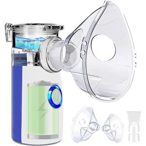 BIAOQINBO Aerosol Portatile Silenzioso,Ricaricabile Ultrasuoni Macchina Aerosol per Adulti e Bambini,USB-C Nebulizzatore Aerosol con 2 Maschere e Boccaglio,2 Modalità Regolabili