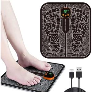 YOUKK Massaggiatore Piedi,EMS Massaggiatore per Piedi,8 Modalità e 19 Intensità,Massaggiatore Plantare Elettrico Pieghevole e Portatile,per la Circolazione Sanguigna e il Sollievo dal Dolore Muscolare