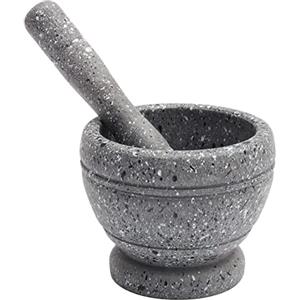 Hibucuo Set di mortaio e pestello in resina, ciotola per guacamole, macina molcajete, aglio, spezie, erbe, mortaio, pestello, ideale per guacamole, utensili da cucina, piccolo 10,9 cm, contiene 1,5 tazze, non