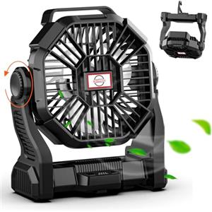 Sendowtek Ventilatore da Campeggio con 10400mAh Batteria Ricaricabile Ingresso Type-C Uscita USB Ventilatore da Tavolo Portatile Silenzioso con Luce LED e Gancio per Esterno Tenda Viaggio Casa Ufficio