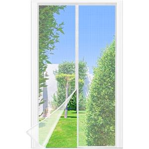 berssen Zanzariera Magnetica per Porte, 110 x 220 CM - Bianco Rete Fine, Tenda Totalmente Magnetiche,si Chiude da Sola, Zanzariera Porta Finestra Larghezza Superiore Aumentare a 3,8 CM