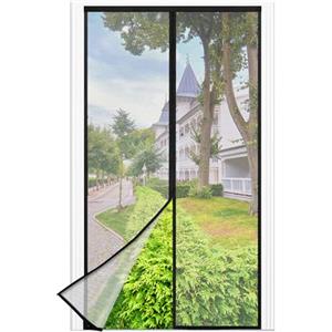 berssen Zanzariera Magnetica per Porte, 90 x 190 CM - Nero Rete Fine, Tenda Totalmente Magnetiche,si Chiude da Sola, Zanzariera Porta Finestra Larghezza Superiore Aumentare a 3,8 CM