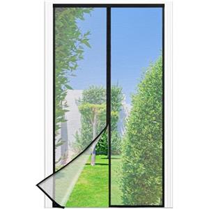 berssen Zanzariera Magnetica per Porte, 95 x 210 CM - Nero Rete Fine, Tenda Totalmente Magnetiche,si Chiude da Sola, Zanzariera Porta Finestra Larghezza Superiore Aumentare a 3,8 CM