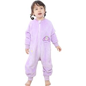 TMEOG Sacco Nanna con Piedini 2 Tog Invernale Pigiama Intero Neonato Pigiamone Pile Bambina Bambino Pagliaccetto Neonato Tutina a Maniche Lunghe Sacco Nanna con Gambe 1-6 Anni(Viola,120)