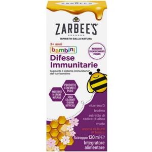 Zarbee's Sciroppo Difese Immunitarie Bambini 120 ml - Con Miele, Biotina e Vitamina D per Supportare il Sistema Immunitario