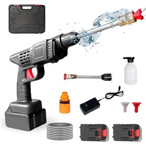 Vicyol S&D Pistola per Pulizia a Pressione. Idropulitrice Portatile Senza Fili 35Bar/500PSI e 1500mAh/300W con 2 Batterie Ricaricabili 48V/30-45min. Pistola per Idropulitrice con Valigetta e Accessori per Auto