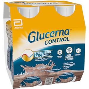 Glucerna Control | Equilibrio Glicemico | Pasto Sostitutivo con Basso Contenuto di Zuccheri| Confezione 4x220 ml, Gusto Caffè