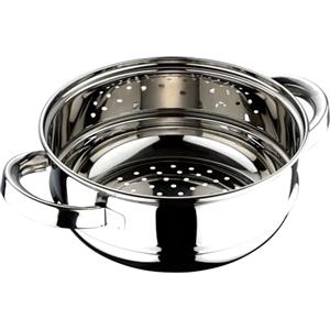RB RENBERG Steam Chef - Vaporiera in acciaio inox - 24 cm - Finitura lucida - Manico cavo argentato - Adatta per induzione e tutti i piani di cottura - Induzione e tutti i piani di cottura