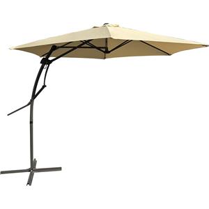 BAKAJI Ombrellone da Giardino Beige Decentrato 3 x 3 Mt Base a Croce e Sistema Air Vent