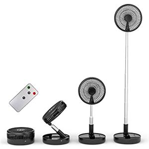 Primevolve 8 Ventilatore Portatile da Tavolo, Ventilatore a Piantana con Telecomando, USB C Ventilatore a Batteria Ricaricabile 7200mAh per Viaggi Camera da Letto -Nero- NON Oscillante