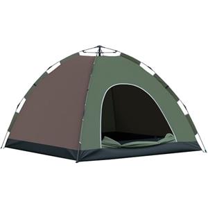 Outsunny Tenda Campeggio Pop-Up 4 Posti, Tenda da Spiaggia con Borsa da Trasporto, Ganci per Lampade e Tasche Portaoggetti, Protezione UV, 210x210x135 cm