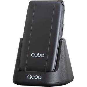 Qubo Flip Telefono per anziani GSM, Cellulare per anziani, Display da 2,4'', Volume alto,Funzione SOS, Supporto Dual SIM,Chiamata rapida, Radio FM, Torcia elettrica,Base di ricarica,Nero