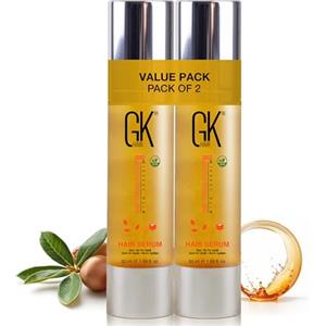 GK Hair Cheratina Globale Olio per Capelli all'Argan Biologico Siero per Styling e Controllo Crespo Riparazione Capelli Secchi e Danneggiati Effetto Levigante (Confezione da 2) 1.69 Fl Oz