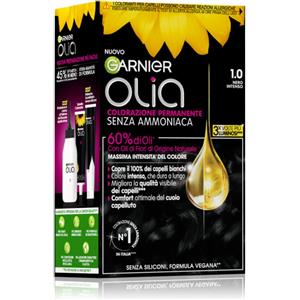 Garnier Olia Colorazione Permanente Senza Ammoniaca Nero Intenso - Copertura 100% Capelli Bianchi con Oli Naturali