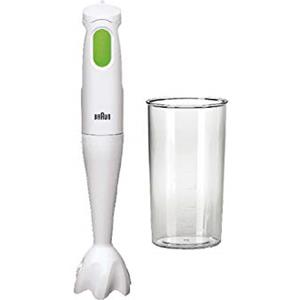 Braun MQ100 Soup MultiQuick 1 Minipimer Mixer ad Immersione, Frullatore con Bicchiere 600ml, 450 W, Plastica, Bianco/Verde