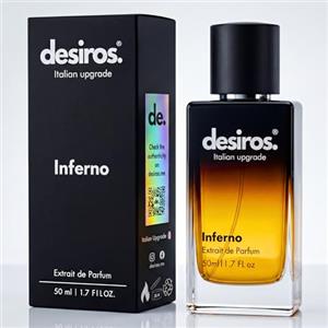 Desiros. Italian Upgrade Desiros Inferno - Estratto di Profumo Uomo Italiano Seducente a Lunga Durata Intenso Elixir - Perfume di Marca - Parfum con Note Agrumate, Fresche, Legnose - 25% di Oli Essenziali - Regalo Uomo - 50ml