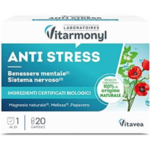 VITARMONYL - ANTI STRESS - Integratore alimentare per il benessere mentale e il sistema nervoso - A base di magnesio, melissa e papavero - 20 capsule - 18,8 g