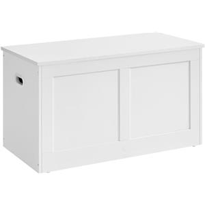 VASAGLE Panca Contenitore, Cassapanca, con 2 Cerniere di Sicurezza, Panca Scarpiera, 40 x 80 x 46,5 cm, per Ingresso Camera da Letto Soggiorno, Bianco Nuvola LSB064W01