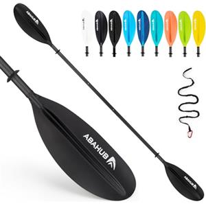 Abahub Pagaia Kayak Carbonio 220 cm a 240 cm Regolabile Doppia Remi Kayak Paddle con Linea di pagaie per Canoa, Albero in Carbonio, Lama di plastica Nero/Bianco/Blu/Verde/Arancione/Giallo/Turchese