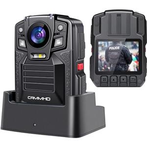 CAMMHD V8 Pro 32GB Body Cam 4K/2160P Impermeabile 2 Batterie Sostituibili Con Dock di Ricarica 10 Ore Grandangolo 170° Visione Notturna Bodycam Polizia