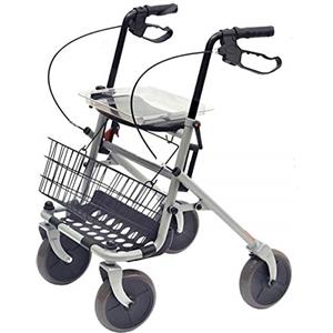 WIMED DEAMBULATORE ROLLATOR PIEGHEVOLE - SEDUTA, CESTINO, VASSOIO - Silver