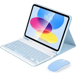 SOPPY Custodia con Tastiera e Mouse per iPad 11a Generazione (A16) 11 Pollici 2025, 10a Gene 10,9 Pollici 2022, cover Protettiva Staccabile, con Slot per Penna Stilo, Layout Italiano - Blu
