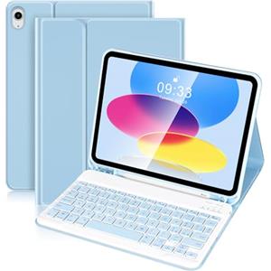 SOPPY Custodia con Tastiera per iPad 11a 11 pollici 2025/10a Generazione 10,9 pollici 2022, Tastiera Wireless Rimovibile per iPad 10a/11a, Layout Italian - Azzurro