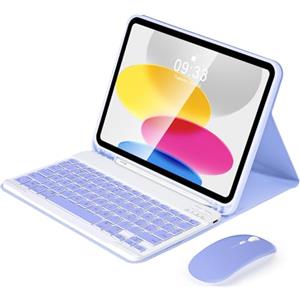 SOPPY Custodia con Tastiera e Mouse per iPad 11a Generazione (A16) 11 Pollici 2025, 10a Gene 10,9 Pollici 2022, cover Protettiva Staccabile, con Slot per Penna Stilo, Layout Italiano - Viola