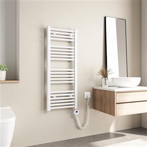 Heilmetz Termoarredo Elettrico Bagno 1000x400mm, Scaldasalviette Elettrico Bagno con Temperatura Regolabile, Termostato Intelligente, Radiatore Elettrico Basso Consumo da Parete Verticale, Bianco
