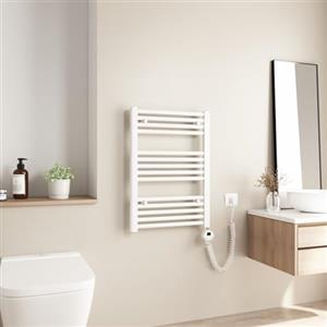 Heilmetz Scaldasalviette Elettrico Bagno 700x600mm, Termoarredo Elettrico Bagno con Temperatura Regolabile, Termostato Intelligente, Radiatore Elettrico Basso Consumo da Parete Verticale, Bianco