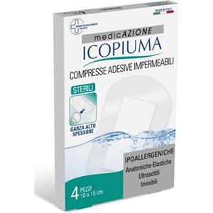 DESA PHARMA Srl Icopiuma Compresse Adesive Impermeabili 10x15cm - Garza Antisettica Post-operatoria, 4 Pezzi