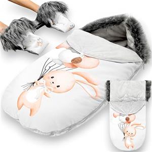 Totsy Baby Sacco Passeggino Invernale 90 x 45 cm - Sacco Termico Passeggino Universale Caldo Impermeabile Antivento per Neonato e Bambino Coprigambe Protezione Freddo per Passeggiate Coniglio