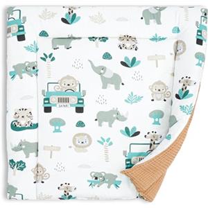 Totsy Baby Materassino fasciatoio 75x72 cm - cuscino neonato in cotone lavabile pieghevole e portatile materasso da viaggio tappetino per cassettiera lavatrice e tavolo 75 x 72 Africa