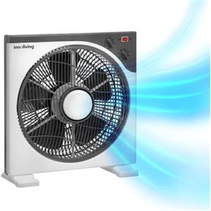 Innoliving Ventilatore Box INN-505NEW, 5 Pale Potenti, 3 Velocità Regolabili, Timer 60 Minuti, Funzione Oscillazione, Design Compatto e Silenzioso, Ideale per Casa e Ufficio