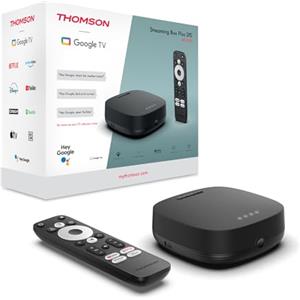 Thomson Streaming Box Plus 270, Google TV 4K, Controllo vocale a mani libere con altoparlante integrato, 4K UHD, Dolby Vision, Dolby Atmos, Smart Hub, WiFi-6, Googlecast