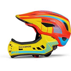 ROCKBROS Casco Bimbi Casco Integrale Bici per Bambini Bici MTB BMX con Mento Staccabile 2 Dimensioni S 48-52cm M 54-57cm Modello Aggiornato Unisex Certificato CE