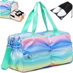 Keyck Borsone Palestra Donna Bambina Impermeabile Borsa da Viaggio con Porta Scarpe e Scomparto Umido, Grande Leggera Borse da Sportiva Weekend Duffel Bag per Sport Fitness Nuoto Viaggi, Verde