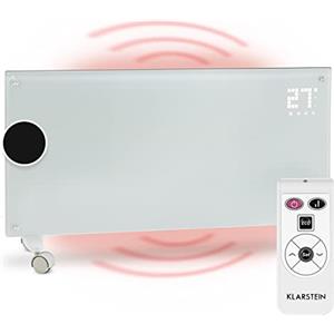 Klarstein Stufa Elettrica Basso Consumo 2000W, Termoconvettore con Rotelle, Termosifone Portatile a Parete con Termostato, Stufetta per Casa