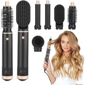 Neulriscn Spazzola per Asciugacapelli Airstyler 5 in 1, Set Spazzola Aria Calda per Capelli 1000 W con Motore Alta Velocità 110000 giri/min, Arricciacapelli Ioni Negativi con 2 Ferri Arricciacapelli Automatici
