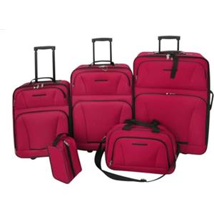 vidaXL Set da Viaggio 5 pz Borsa a Mano 3 Trolley Borsetta Toelette Rosso