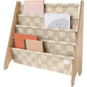 3 Sprouts - Porta Libri per Bambini - Libreria Montessoriana per Cameretta - Scacchiera - Beige
